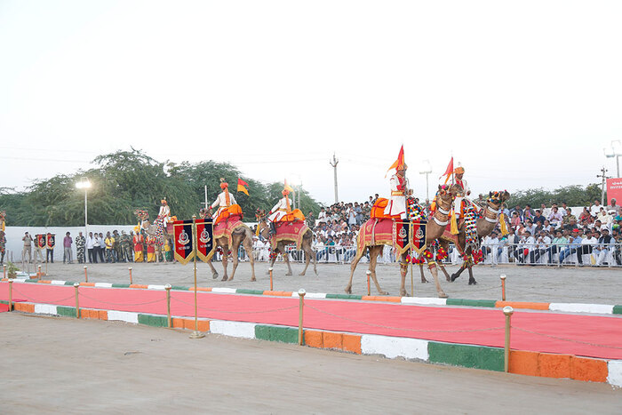 camel parade at border